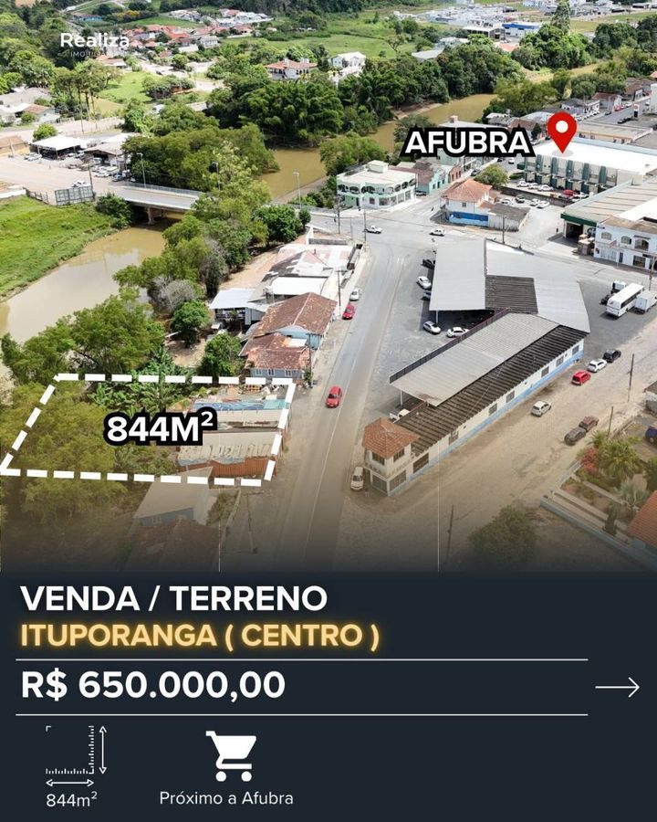 TERRENO À VENDA NO CENTRO DE ITUPORANGA - 844 m²