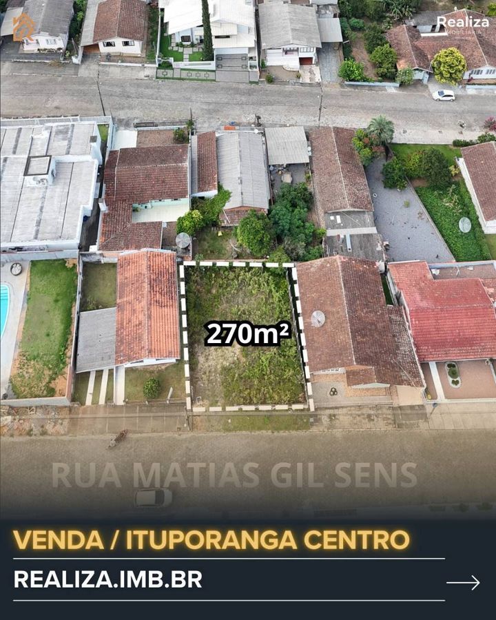 TERRENO À VENDA NO CENTRO DE ITUPORANGA-SC - 270 m²