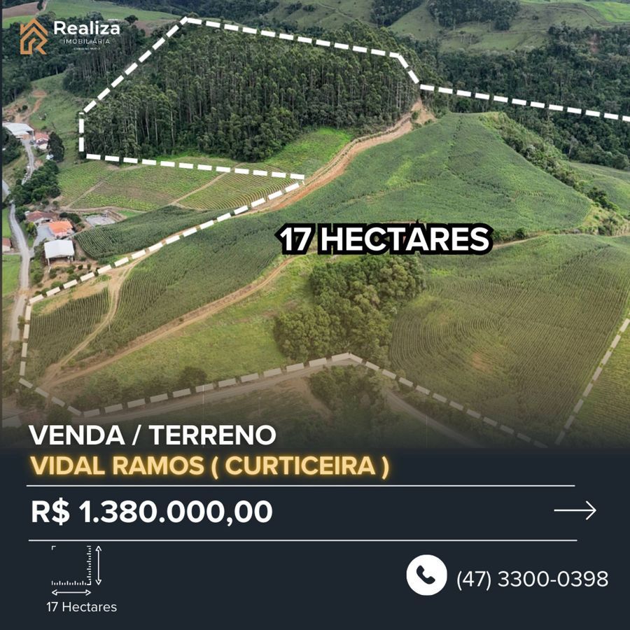 TERRENO À VENDA NA LOCALIDADE DE CURTICEIRA, VIDAL RAMOS