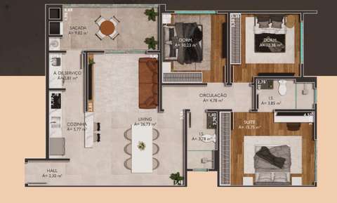 APARTAMENTO NO BAIRRO GRAVATÁ- NAVEGANTES - 2