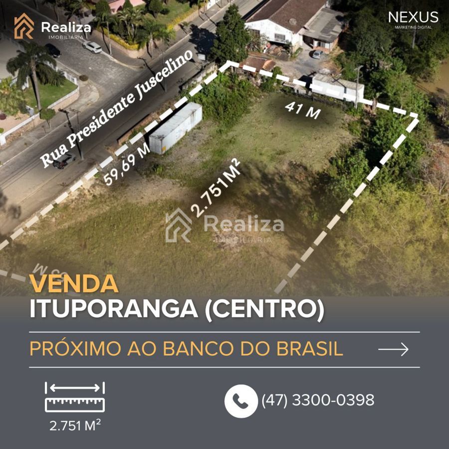 TERRENO À VENDA NO CENTRO DE ITUPORANGA - 2751 m²